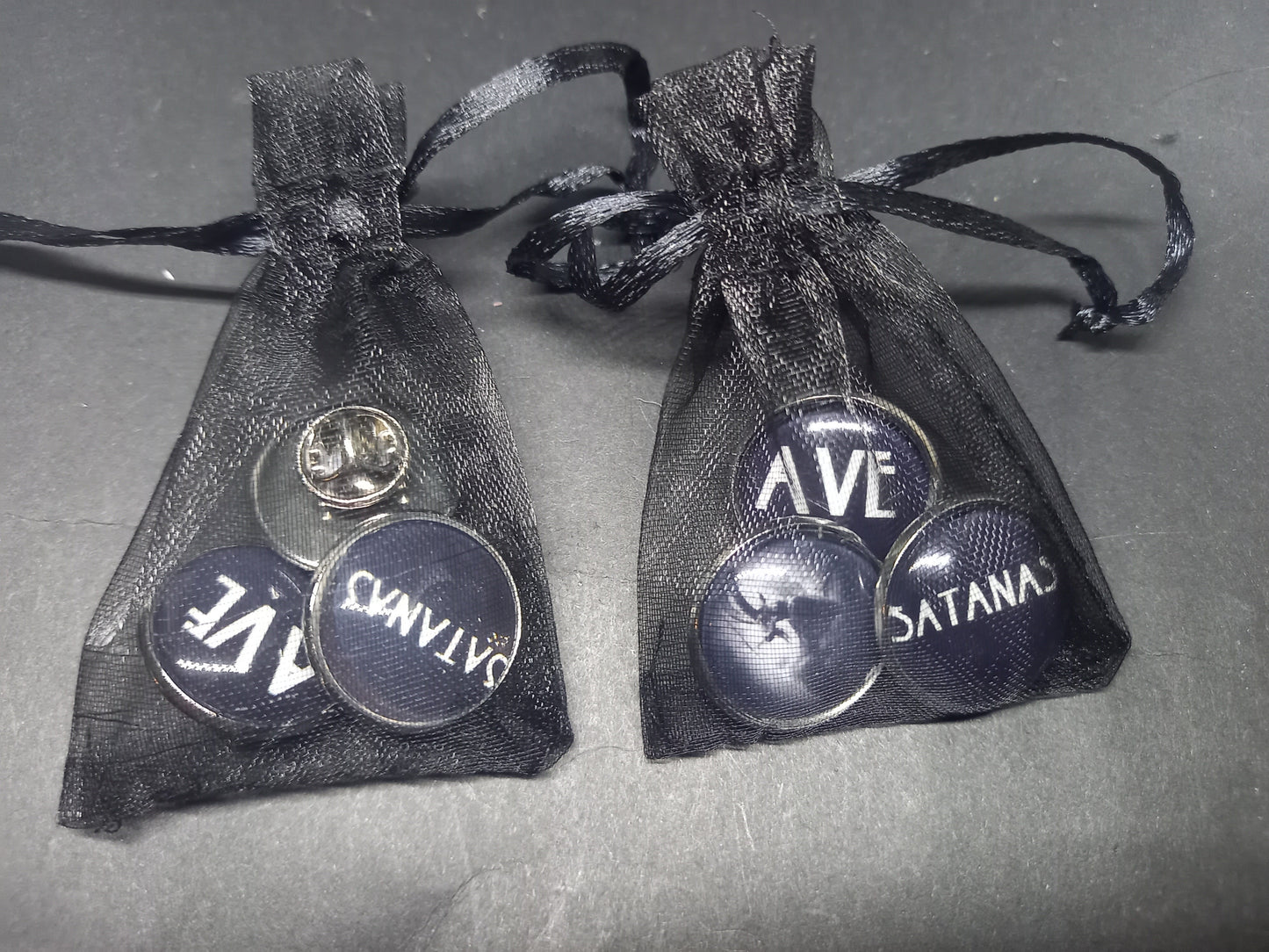 Kawaii Pastel Nu Neo Goth Gothic Witchy Witch Witchcraft occult satanic "Ave Satanas" badge set