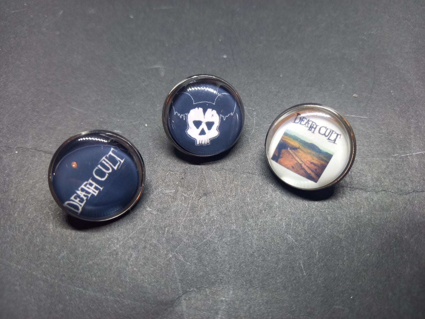 Goth Gothic Old School 1980's alternative "Death Cult" "Inspired" Pin Set of Three Pin Badge's