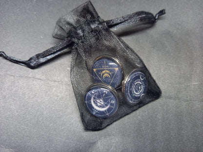Goth Gothic Old School 1980's alternative Fields Of The Nephilim "Inspired"  Set of Three MAGICK Pin Badge's