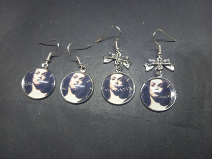 Goth Gothic killstar Witchy, Vampira "Inspired" Earrings ,Plain or with bow