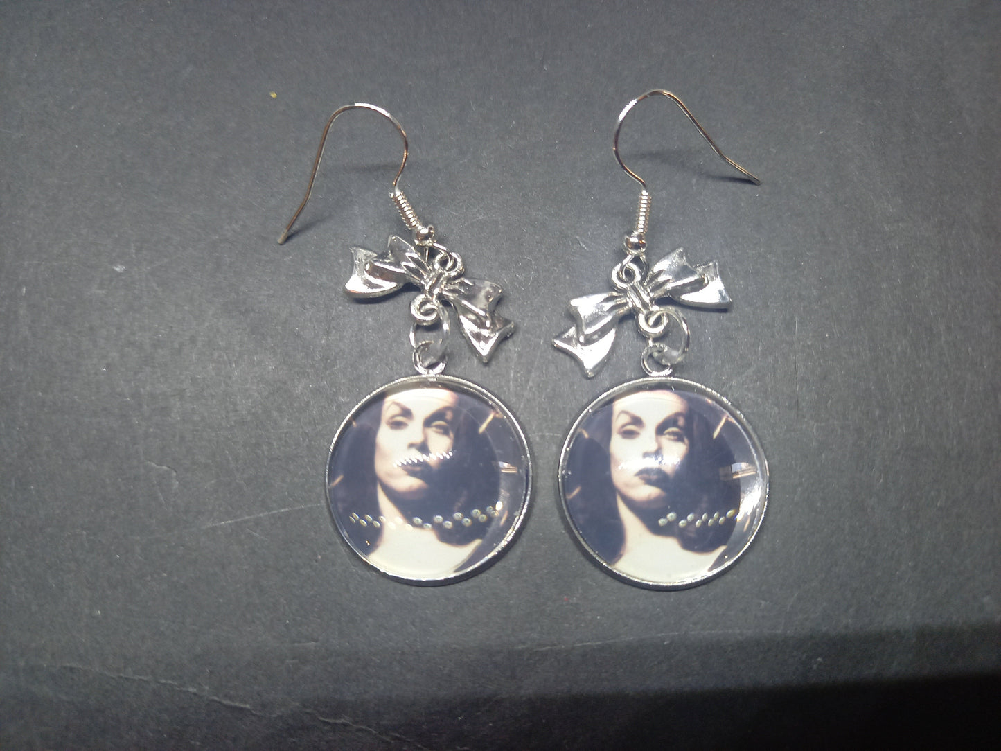 Goth Gothic killstar Witchy, Vampira "Inspired" Earrings ,Plain or with bow