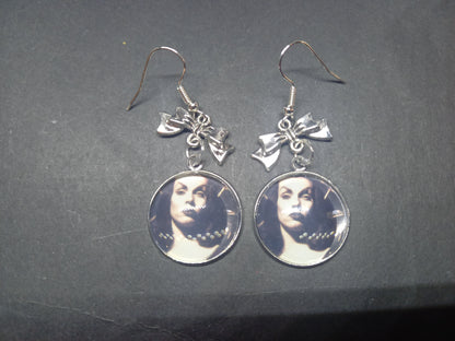 Goth Gothic killstar Witchy, Vampira "Inspired" Earrings ,Plain or with bow