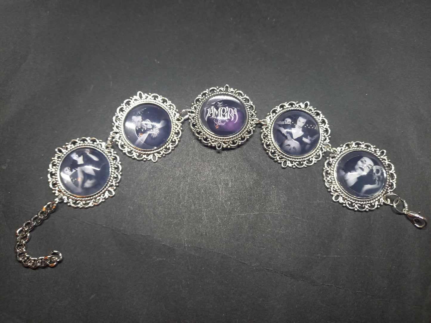 bracelets, " Vampira" fan art "Vampira Show " inspired :Goth Gothic Witchy