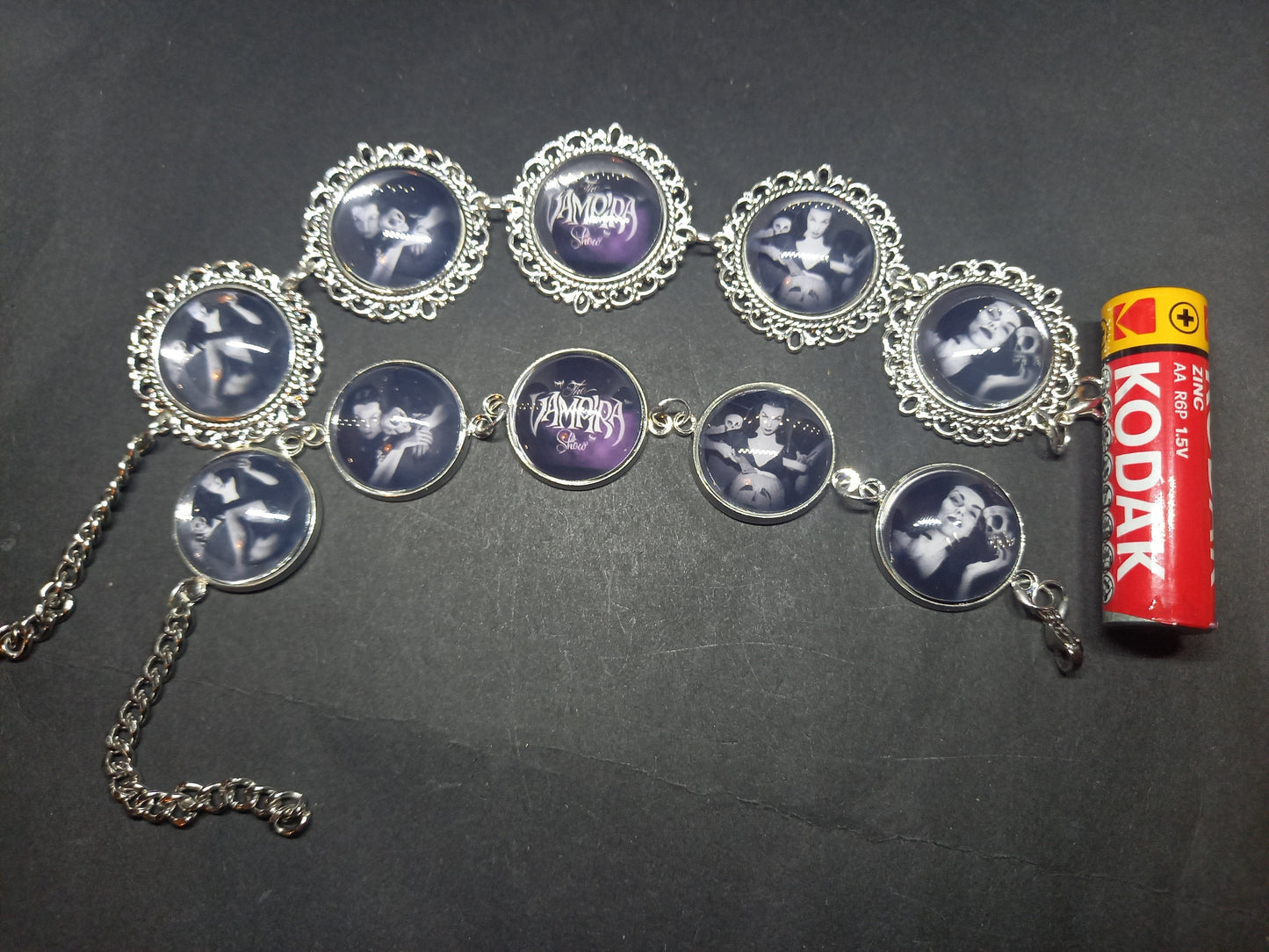 bracelets, " Vampira" fan art "Vampira Show " inspired :Goth Gothic Witchy