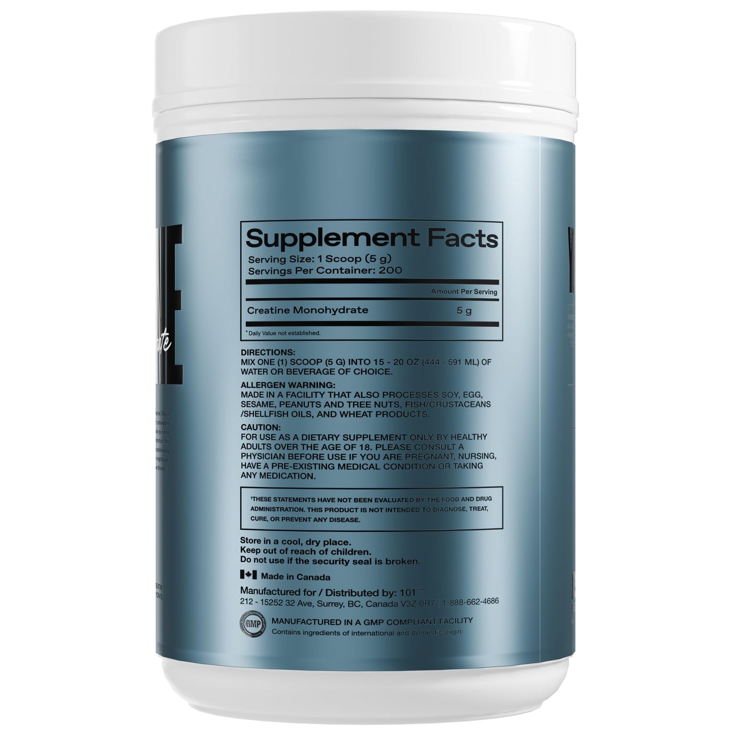 ONE OF ONE Creatine Monohydrate Powder – Pure Micronized, Unflavored, 200 Servings