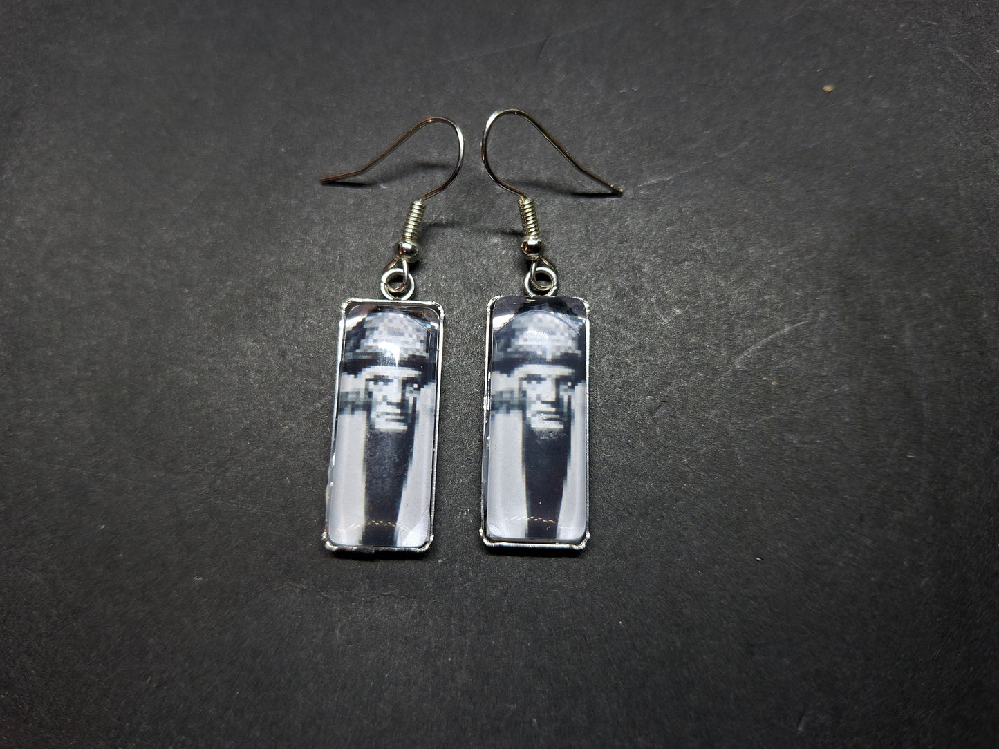 Goth Gothic Witchy Occult Thelema Aleister Crowley Inspired Stainless Steel rectangle image earrings