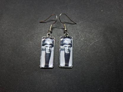 Goth Gothic Witchy Occult Thelema Aleister Crowley Inspired Stainless Steel rectangle image earrings