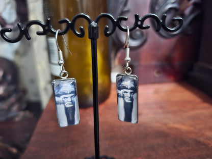 Goth Gothic Witchy Occult Thelema Aleister Crowley Inspired Stainless Steel rectangle image earrings