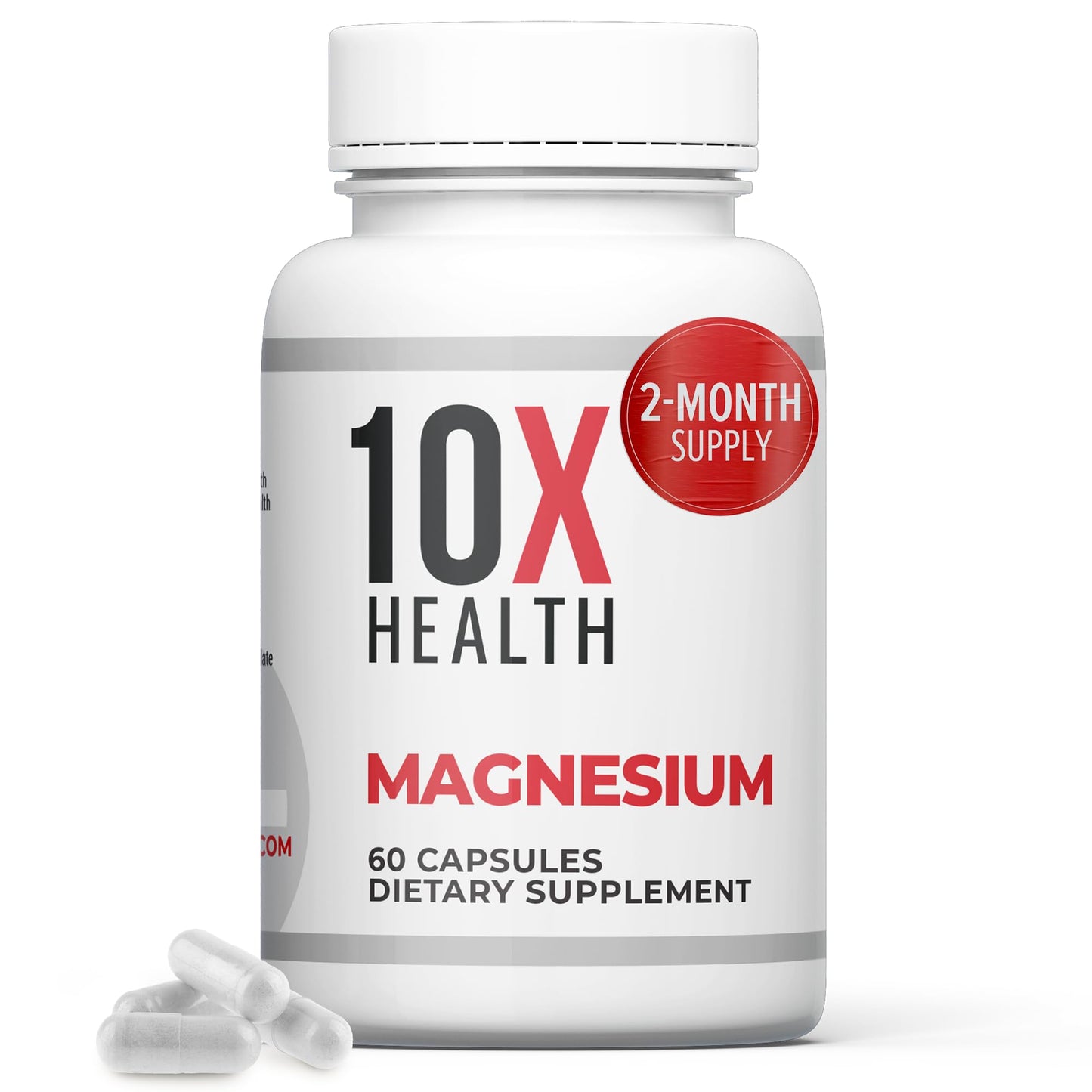 10X Health Magnesium Supplements – High-Absorption Magnesium Citrate for Sleep, Muscle & Heart Health – 60 Capsules