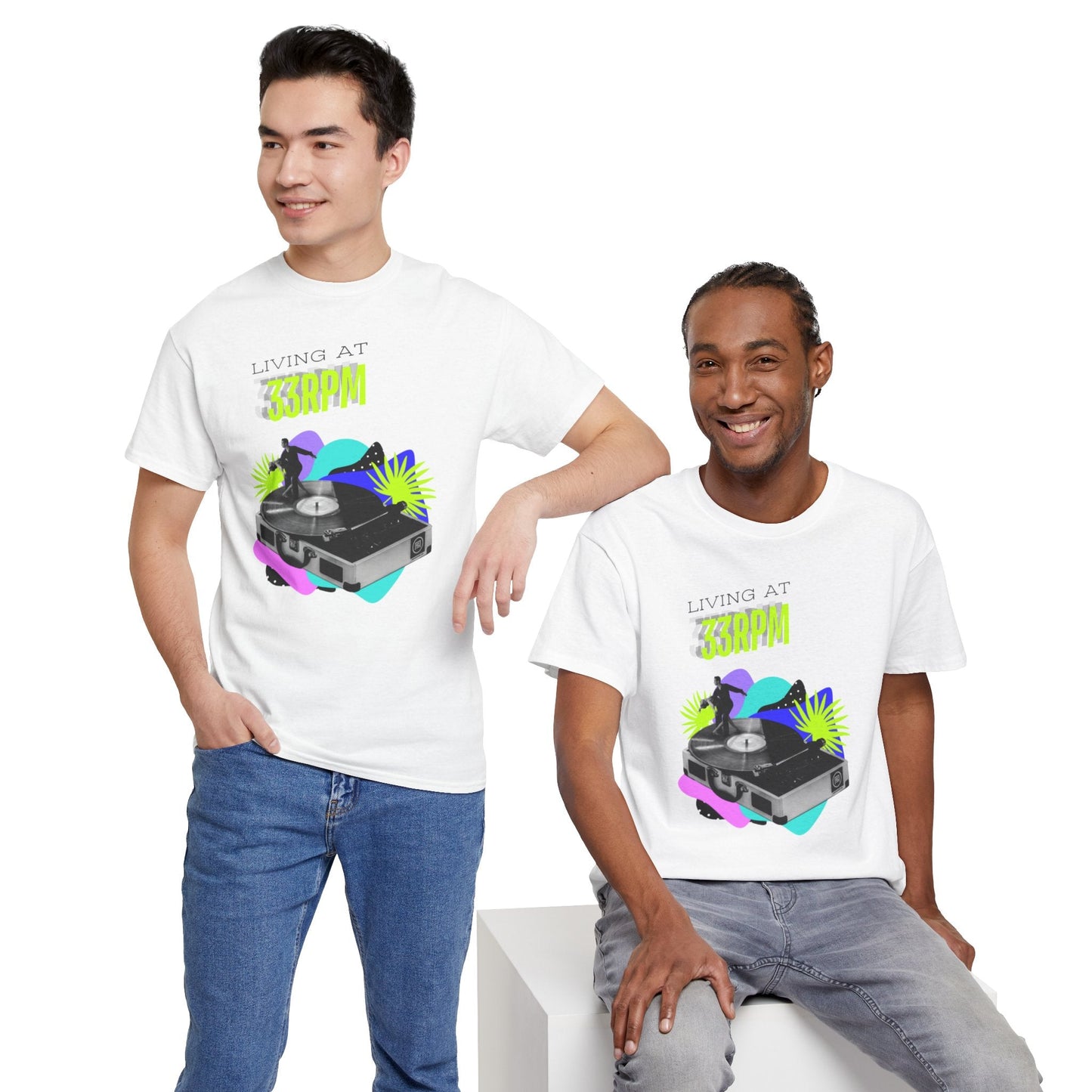'Living at 33rpm' Flouro Men's T-Shirt