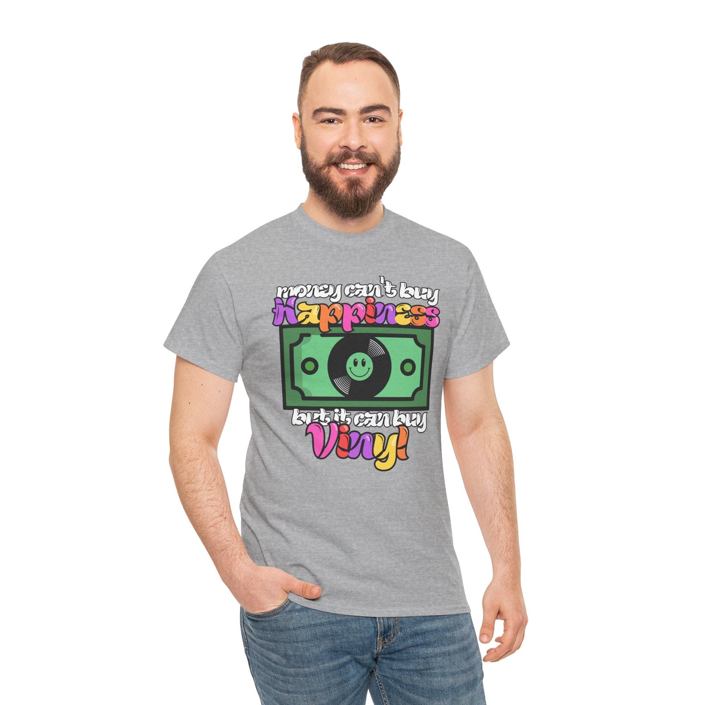 'Money can't buy happiness' Men's Vinyl T-Shirt