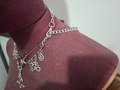 Kilt pin necklace ,Baphomet cross,satanic trinity :Gothic witchy satanic aesthetic