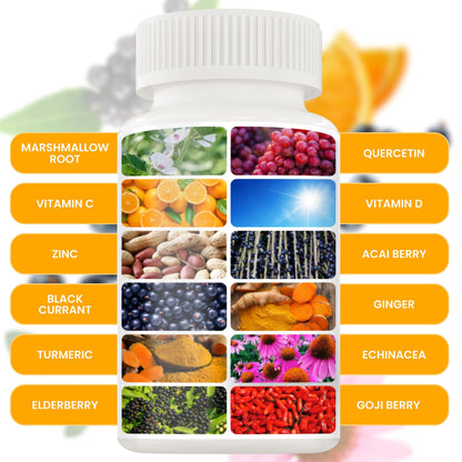12-in-1 Premium Immune Defense Vitamins – Immune Support with D3 5000 IU, C 1000 mg, Zinc 50 mg | 120 Caps