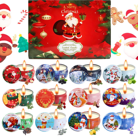 12 Pack Christmas Scented Candles – Natural Soy Wax Aromatherapy Gift Set