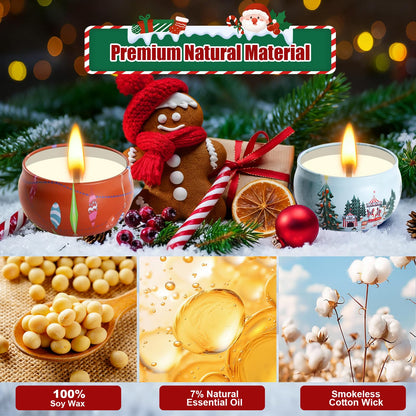 12 Pack Christmas Scented Candles – Natural Soy Wax Aromatherapy Gift Set