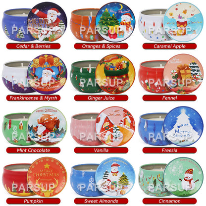 12 Pack Christmas Scented Candles – 2.5oz Jars, 12 Fragrances, 12-Hour Burn Time, Gift for Mom, Grandma, Teacher, Coworkers