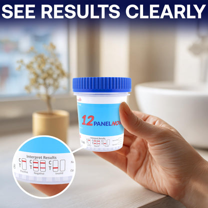 12 Panel Urine Drug Test Cup – 25 Pack – Instant 5 Minute Results – No Dipping – 12 Panel Now