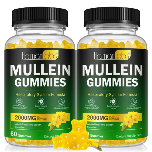 120 Count Mullein Gummies for Lungs – Pear Flavor, 2000 MG Mullein Leaf Extract
