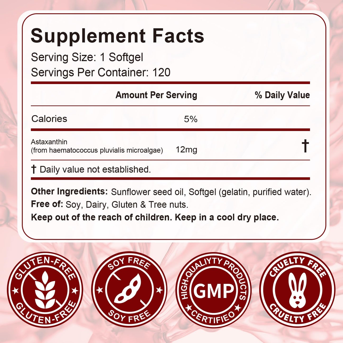 NenMaoKeNu Astaxanthin 12mg – Premium Antioxidant Softgels (120 Count) for Eye, Immune & Skin Health