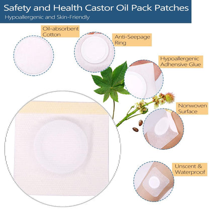 12Pcs Hypoallergenic Castor Oil Pack Wraps for Belly Button – Disposable, Self-Adhesive, 3.2 x 3.2 in White