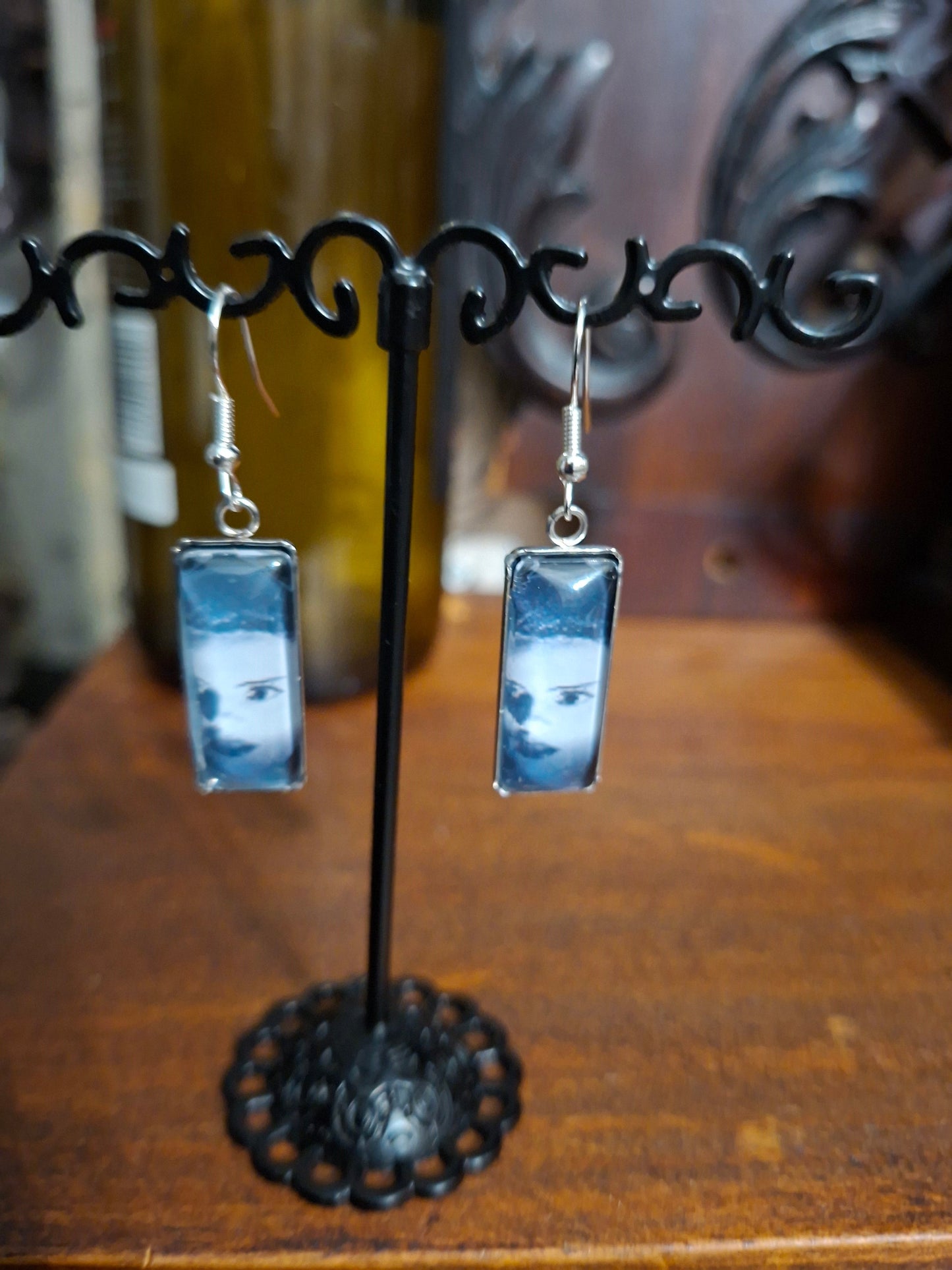 Goth Gothic Witchy Psychobilly Alternative horror inspired, "Gothic bride" rectangle image earrings