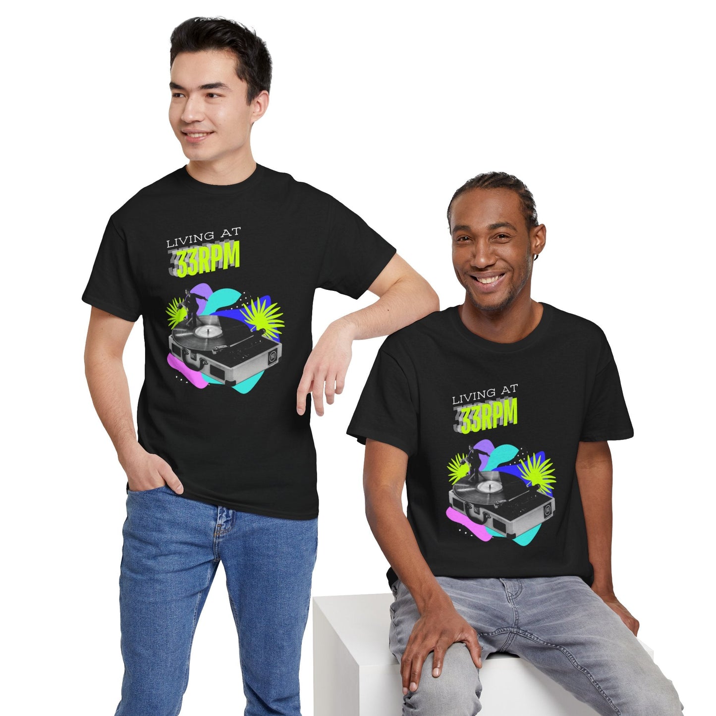 'Living at 33rpm' Flouro Men's T-Shirt