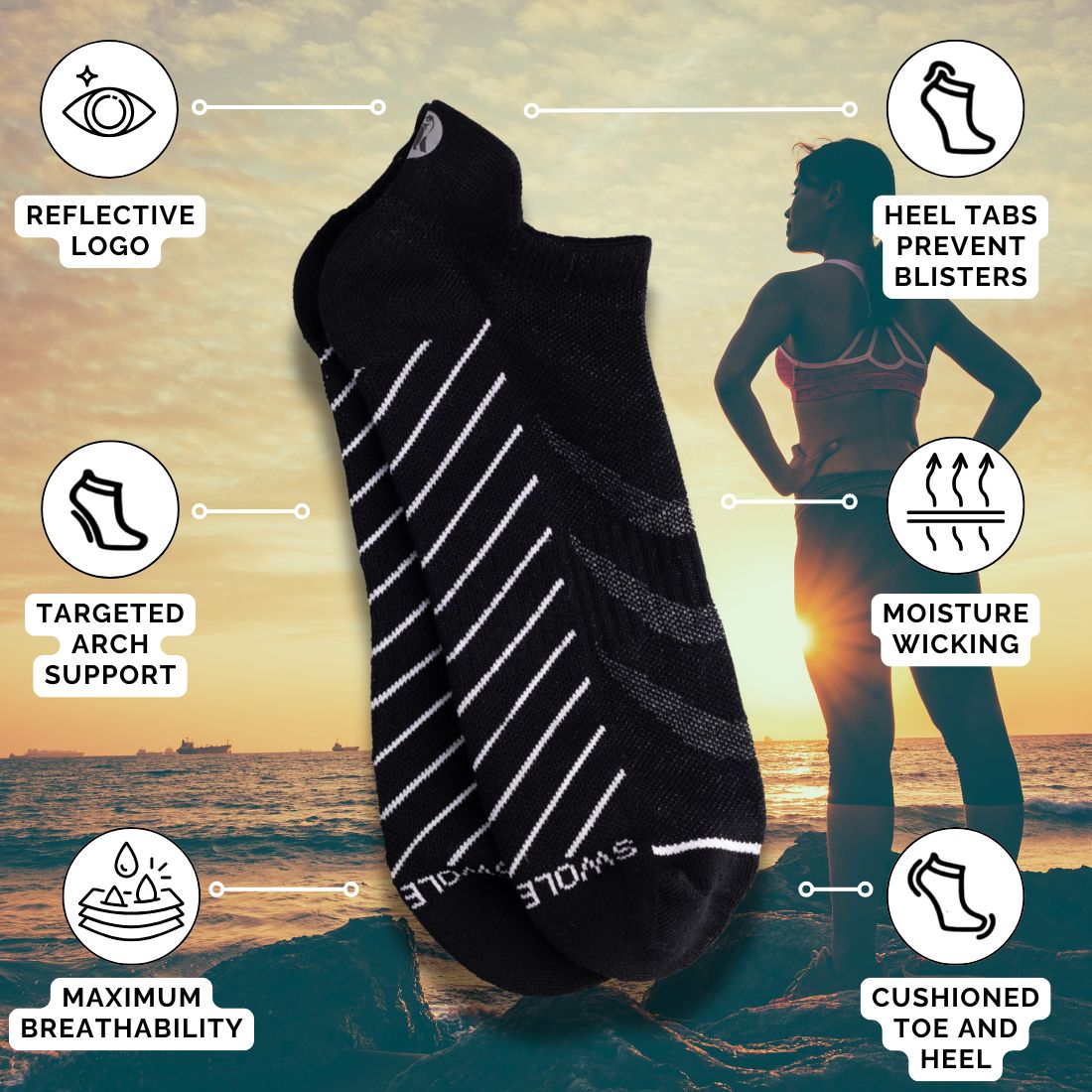 Black Performance Trainer Socks