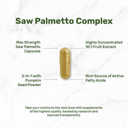 Saw Palmetto + Pumpkin Seed – 300 Capsules | Prostate Health & Hair Support