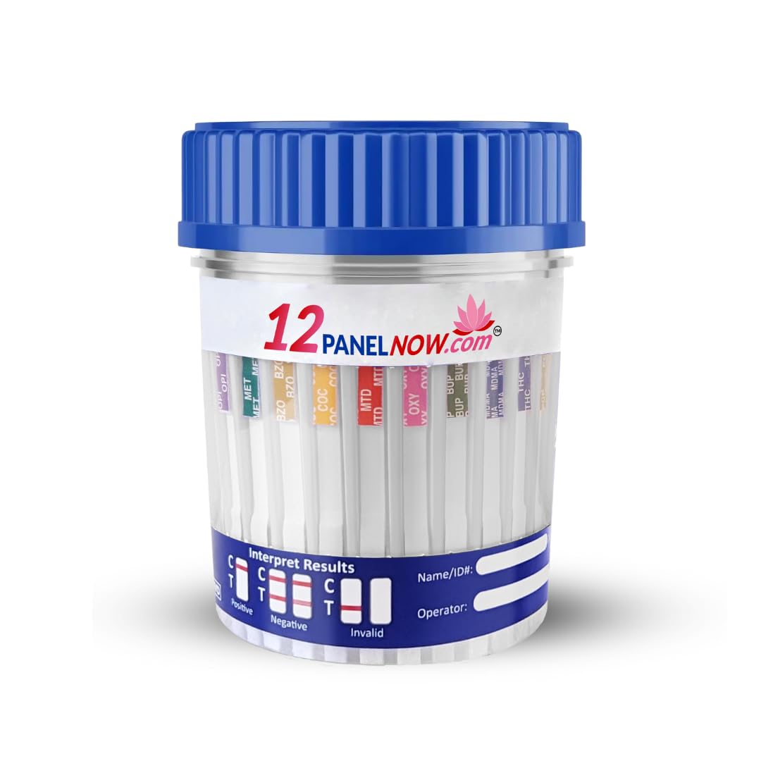 16 Panel Drug Test Kit for All Drugs & Fentanyl - At Home Urine Cups, Fast Results - Detects AMP, OPI, MET, BZO, COC, MTD, OXY, BUP, MDMA, THC, BAR, TRA, FYL, ETG, TCA, PCP - [25 Pack] - 12 PANEL NOW