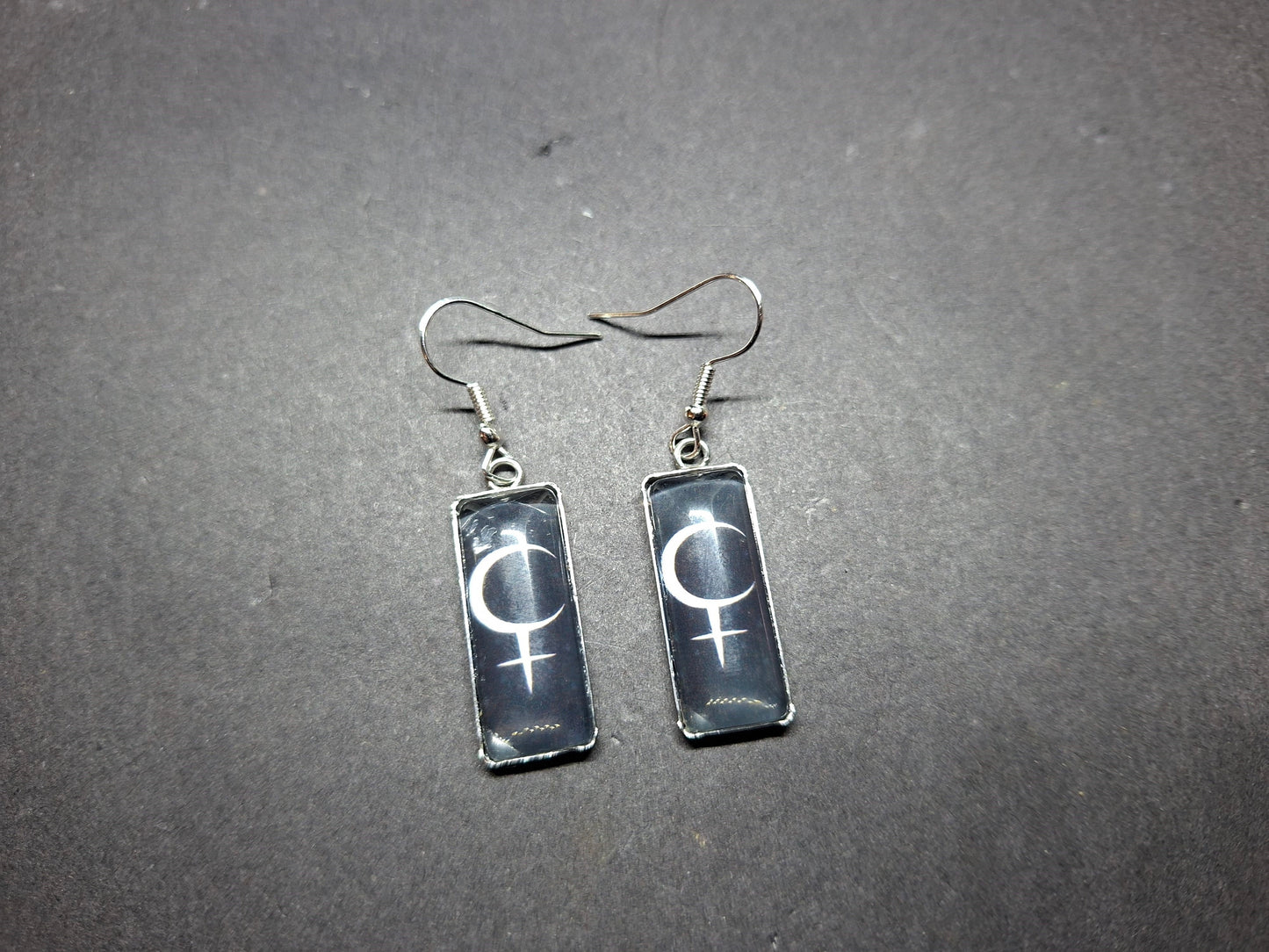 Goth Gothic Witchy Occult symbol of "Lilith" Inspired Stainless Steel rectangle image earrings