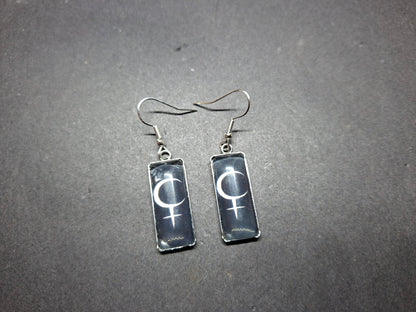 Goth Gothic Witchy Occult symbol of "Lilith" Inspired Stainless Steel rectangle image earrings