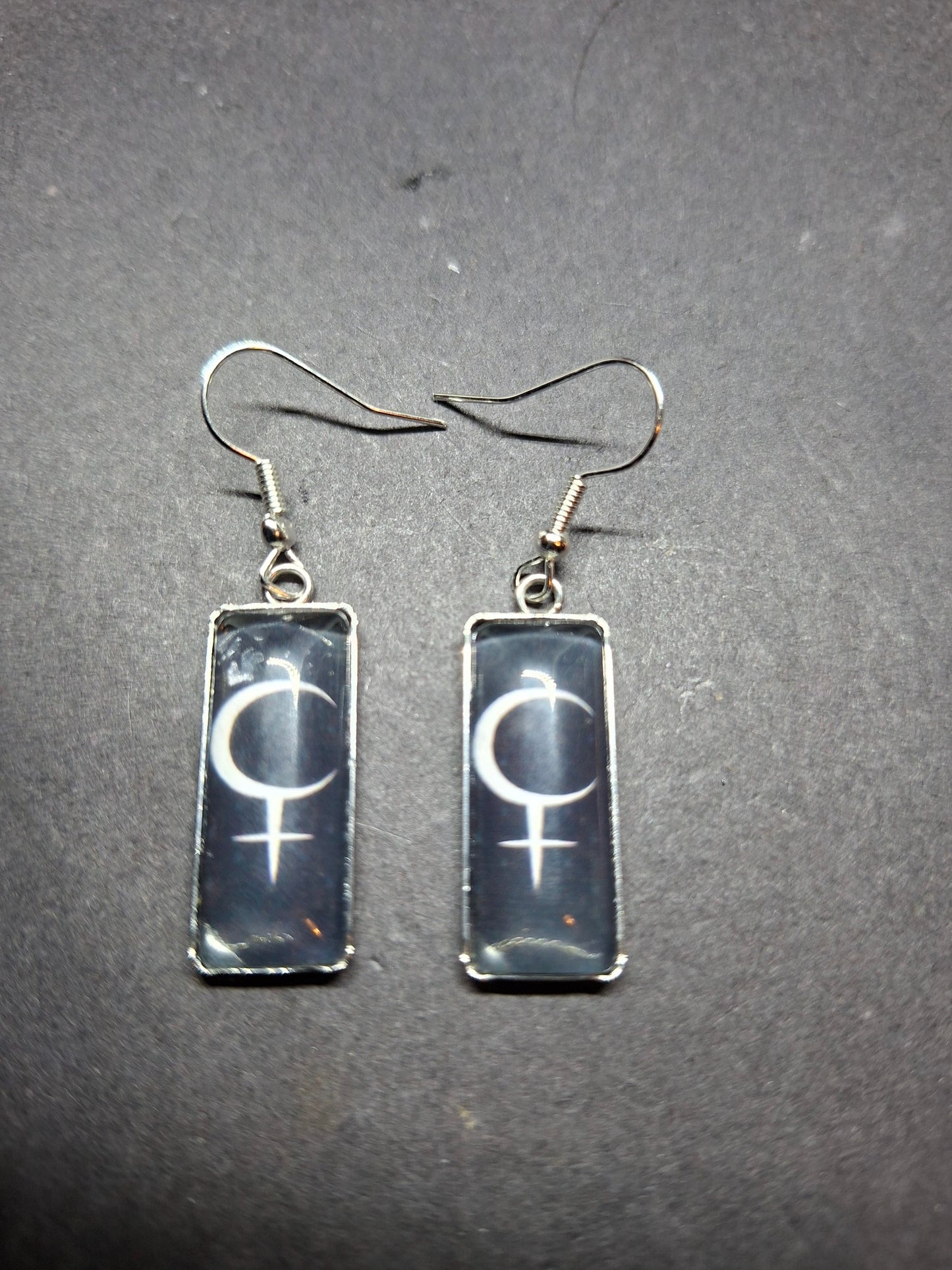 Goth Gothic Witchy Occult symbol of "Lilith" Inspired Stainless Steel rectangle image earrings