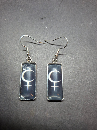Goth Gothic Witchy Occult symbol of "Lilith" Inspired Stainless Steel rectangle image earrings