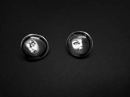 Set of 2 Pin badges inspired by  "Bride of Chucky " Chucky and tiffany