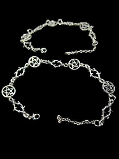 Bracelet , Pentagram and thorn detail , Occult / Ritual Jewelry :goth witch witchy