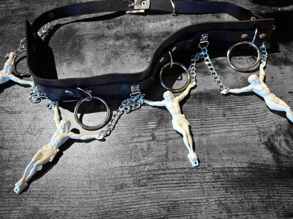 O ring and chain belt with 4 Christ's ,Gothic witchy Style
