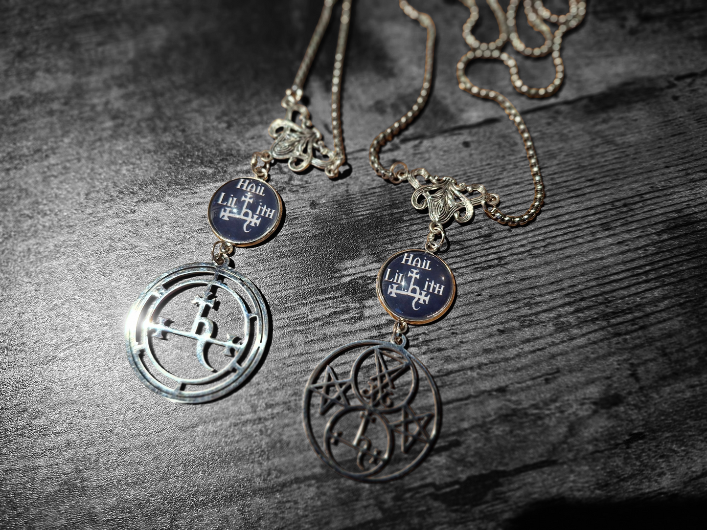 Nouveau style necklace with"Hail Lilith with sigil details :goth witchy killstar satanic