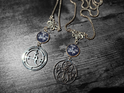 Nouveau style necklace with"Hail Lilith with sigil details :goth witchy killstar satanic