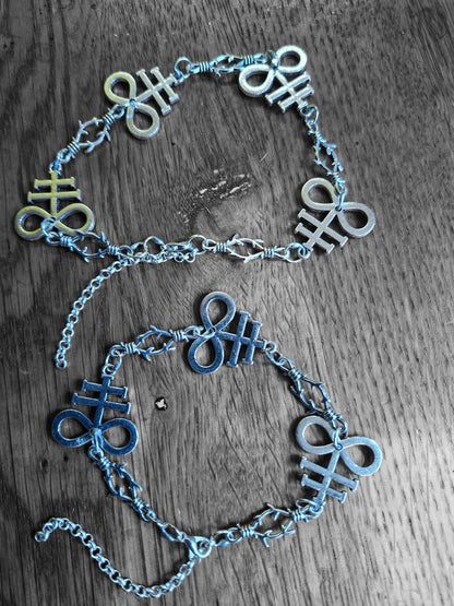 bracelet,Leviathan/ cross of Satan and thorn detail , :goth witch witchy style