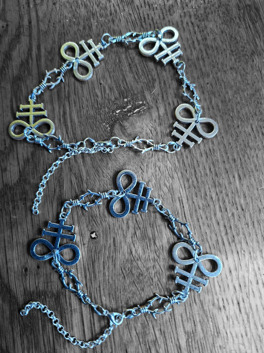 bracelet,Leviathan/ cross of Satan and thorn detail , :goth witch witchy style
