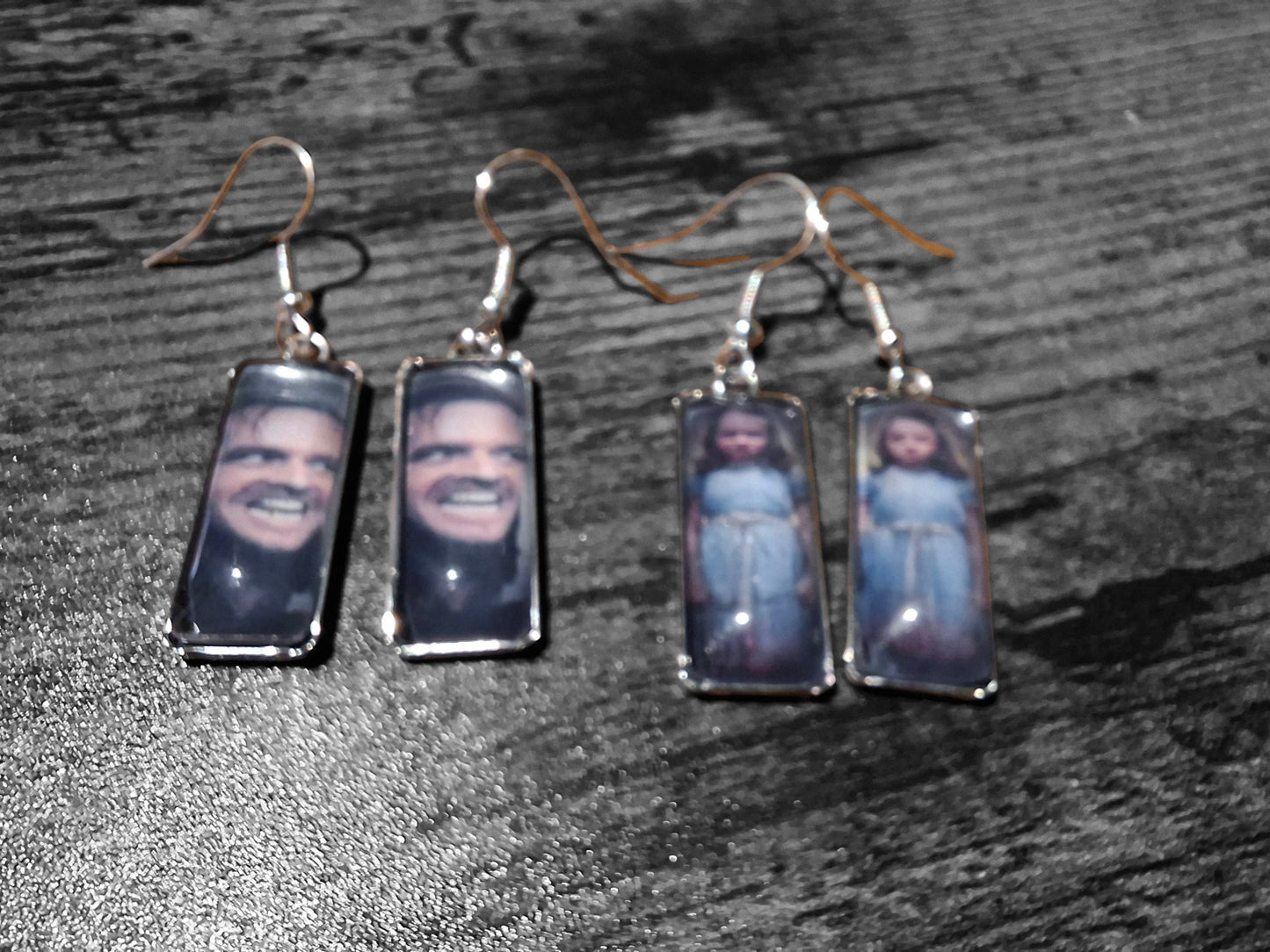 Stainless Steel rectangle image earrings ,"The Shining" inspired