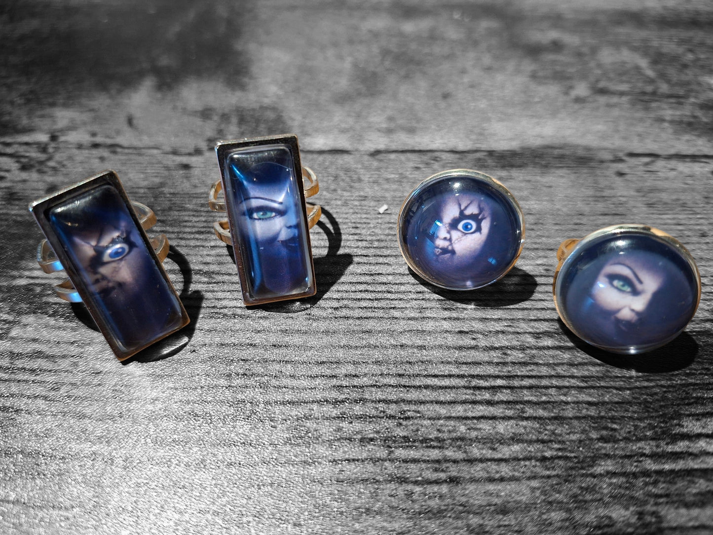 Adjustable Rings,inspired by "Bride of Chucky " Chucky and tiffany