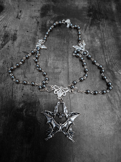 Goth Gothic Witchy Vampire "Bat Pentagram" romantic double layer rosary