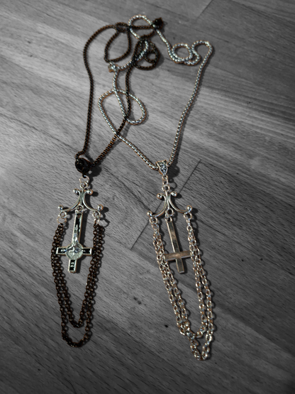 Goth Gothic Witchy witch witchcraft killstar Occult satanic "Inverted Crucifix" chandelier necklace