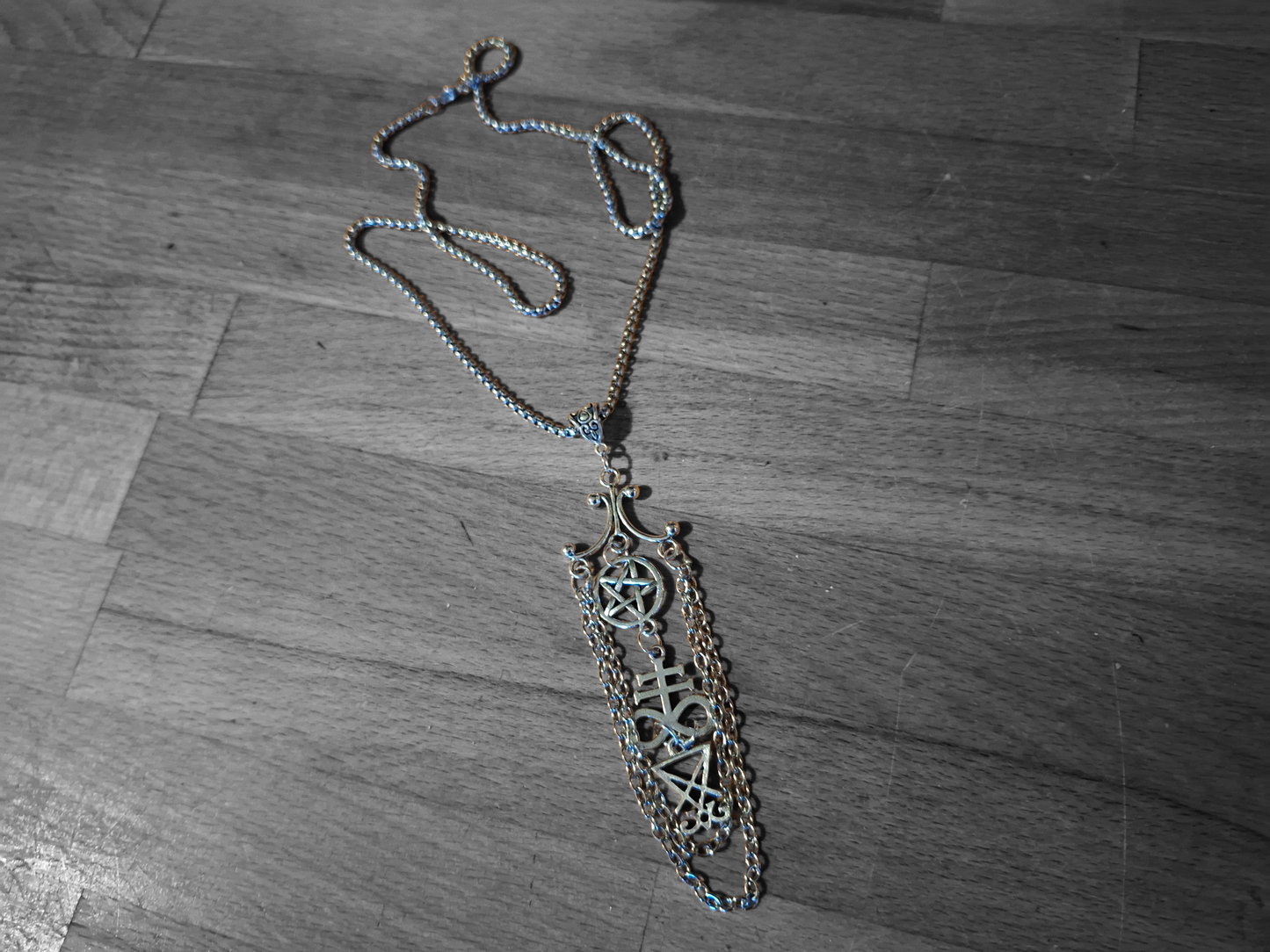 Goth Gothic Witchy witch witchcraft killstar Occult satanic "Satanic Trinity" chandelier necklace