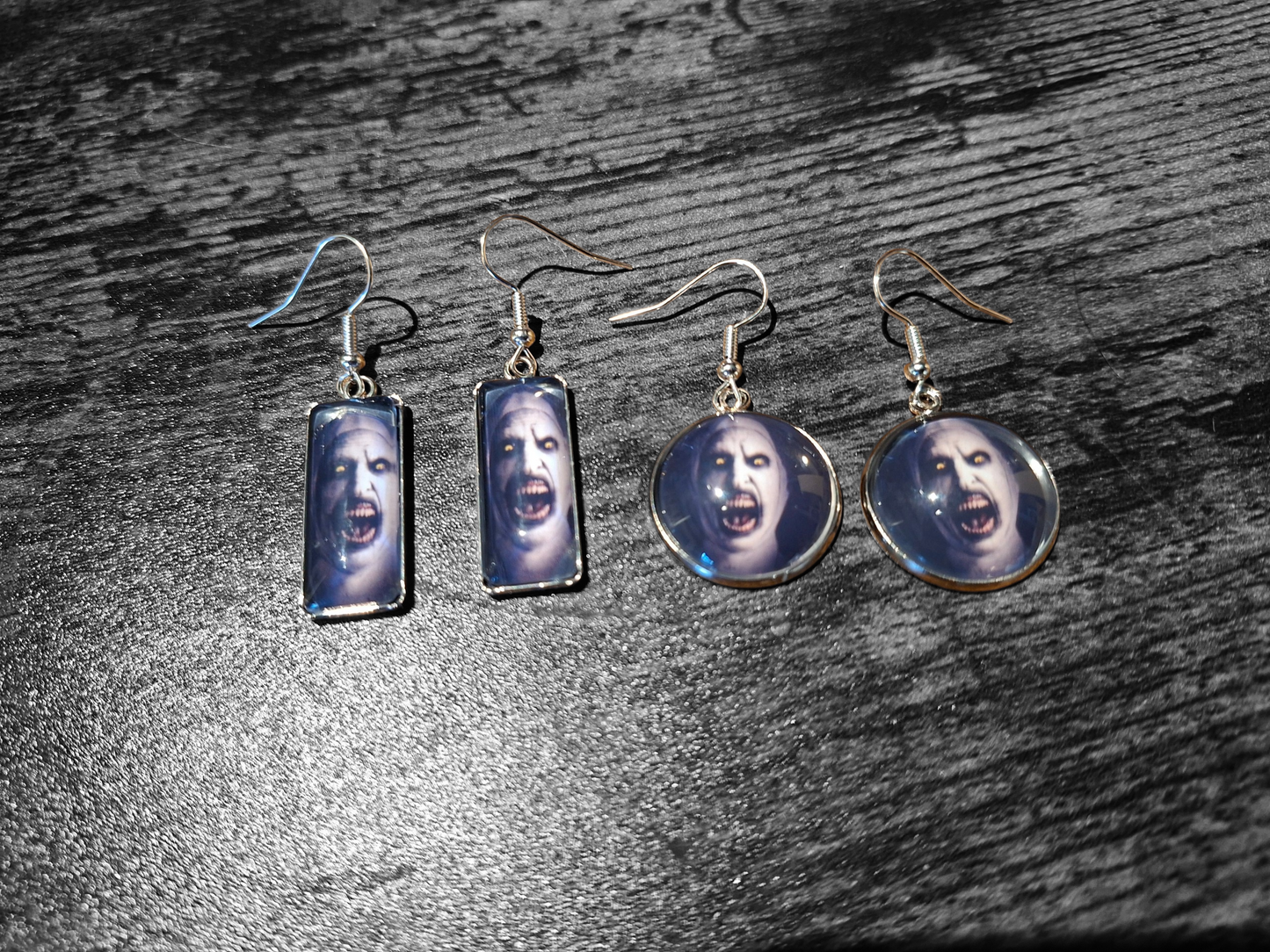 Earrings ,The Conjuring inspired "Nun" round or rectangle
