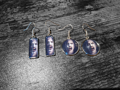 Earrings ,The Conjuring inspired "Nun" round or rectangle