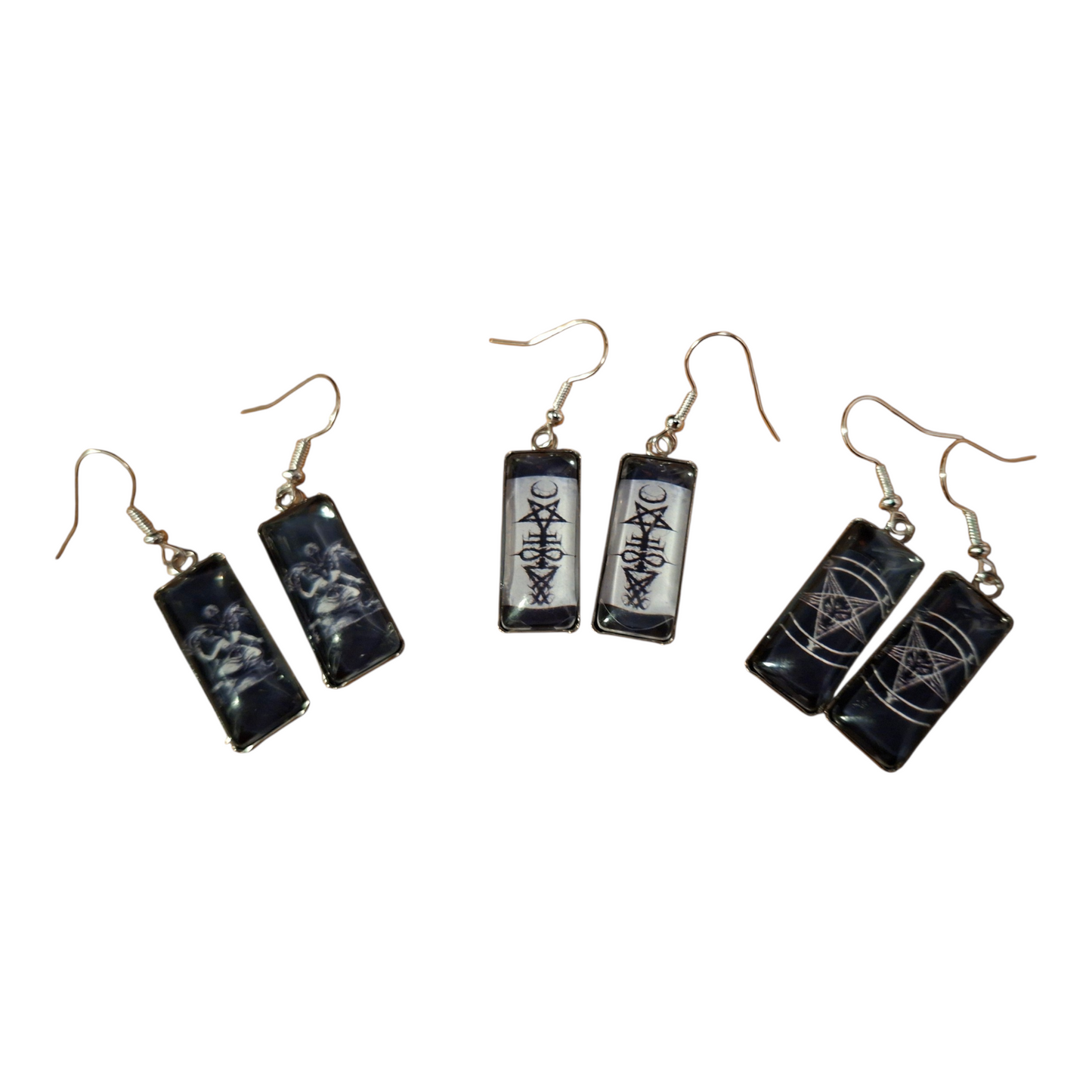 Goth Gothic Witchy Occult "Satanic" Stainless Steel rectangle image earrings
