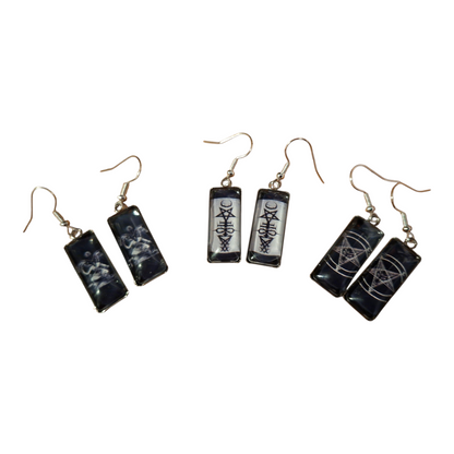 Goth Gothic Witchy Occult "Satanic" Stainless Steel rectangle image earrings