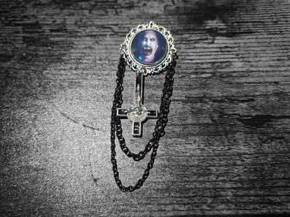 Ornate brooch with chains and inverted crucifix,The Conjuring inspired "Nun"